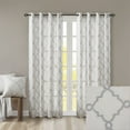 thumbnail image 5 of Fretwork Print Blackout Window Curtain, Grommet Top Window Curtain Panel for Living Room Bedroom, Scroll Geometric Fretwork Print Design Window Curtain Panel in Grommet Top, Ivory+Grey, 5 of 9