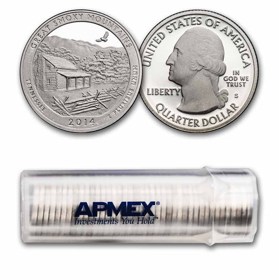 2014-S ATB Quarter Great Smoky Mountains 40-Coin Roll PR (Silver)