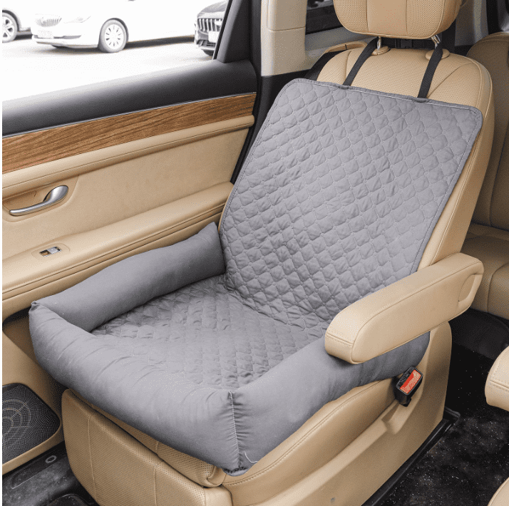 Yogsey Dog Car Seat for Small Medium Dogs,Detachable Washable Travel Safety Pet Seat, Waterproof Car Pet Bed Mat Grey