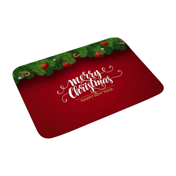 Fiudx Felpudo Navideño de Franela, Superabsorbente, Antideslizante, Ideal para Baño o Dormitorio, con Estampado Navideño de Papá Noel, Reno y Copos de Nieve. Medidas: 40 X 60 Cm, 50 X 80 Cm y 60 X 90