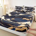 thumbnail image 3 of jejeloiu Galaxy Starry Night Bed Sheets,Japanese Wave King Sheets,Beige Gold Deepblue Sheet Set For Kids,Luxury Bedroom Decor,4pcs, 3 of 7