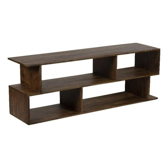 Pemberly Row Contemporary Solid Acacia Wood TV Stand - Brown