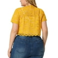thumbnail image 3 of MODA NOVA Juniors Plus Size Lace Hollow Out Cropped Bolero Shrug Cardigan, 3 of 5