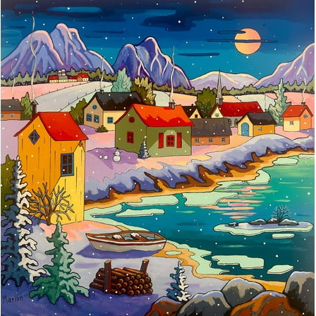 Springbok 500 Piece Moonlit Winter Village Jigsaw Puzzle for Adults - Made in USA