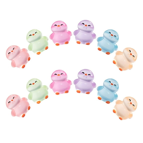WHAMVOX 12 Pcs Glow In The Dark Miniature Penguin Figurines Resin Animal Statues For Micro Landscape Luminous Mini Resin Animals For Fairy Garden