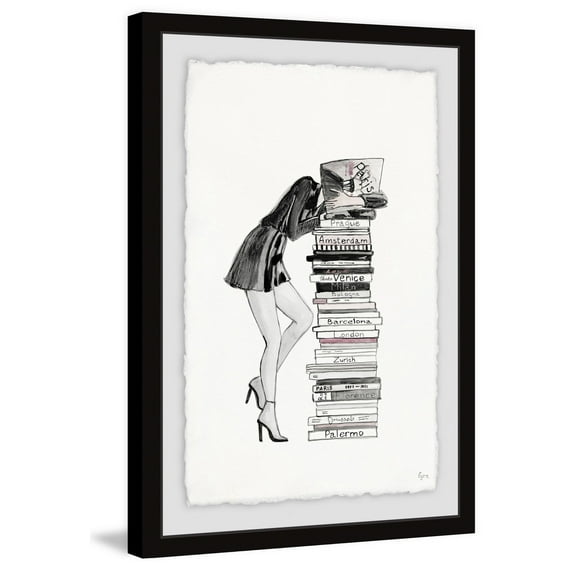 MARMONT HILL 'Stack of Books' Framed Painting Print - Multi-Color 8 x 12