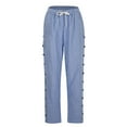 thumbnail image 4 of WILLBEST Pantalones Casuales elegantes para Mujer, de Verano, Transpirables, a Rayas, con Cordón, Bolsillo Trasero, Hebilla Lateral, Pantalones de Nueve Puntos para Uso Diario Extra Grande, 4 of 7