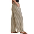 thumbnail image 4 of Pantalones de rayas de tiro alto y pierna ancha de algodón sueltos para mujer INSPIRE CHIC XL color camello, 4 of 5