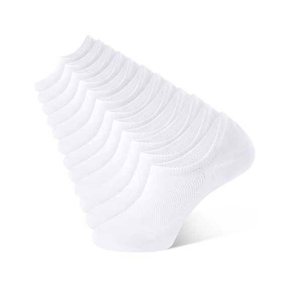 CLOSEMATE 6 Pairs Mens No Show Cotton Low Cut Ankle Casual Socks with Non Slip Grips(6White, Size M)