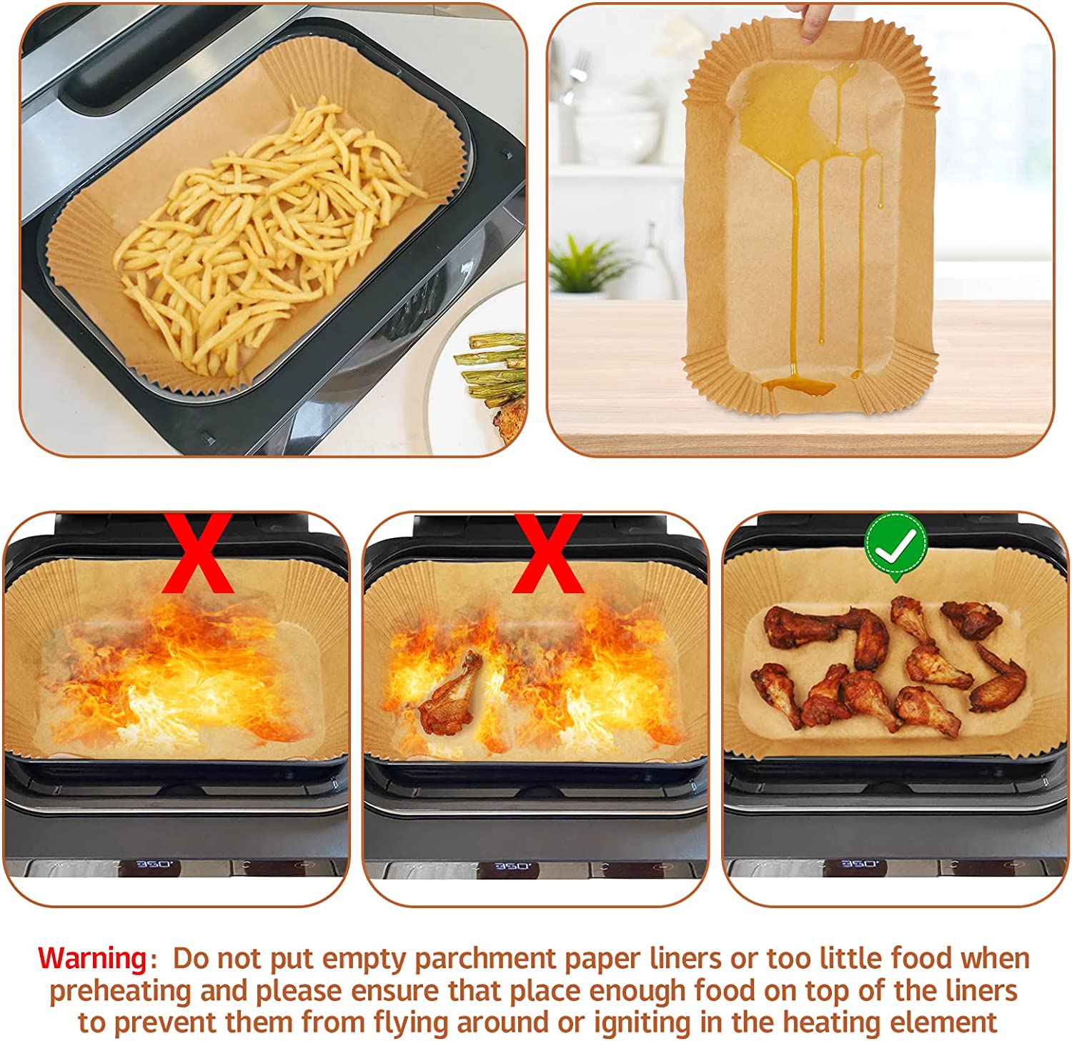 Ninja Smart XL Air Fryer Liners - 120 Pcs Disposable Parchment Paper Rectangular For Ninja Foodi Air Fryer Accessories