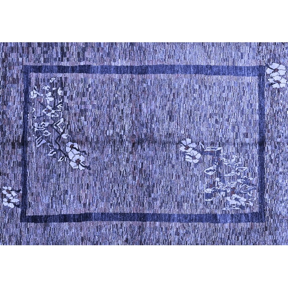 Ahgly Company Indoor Rectangle Abstract Blue Contemporary Area Rugs, 2' x 3'