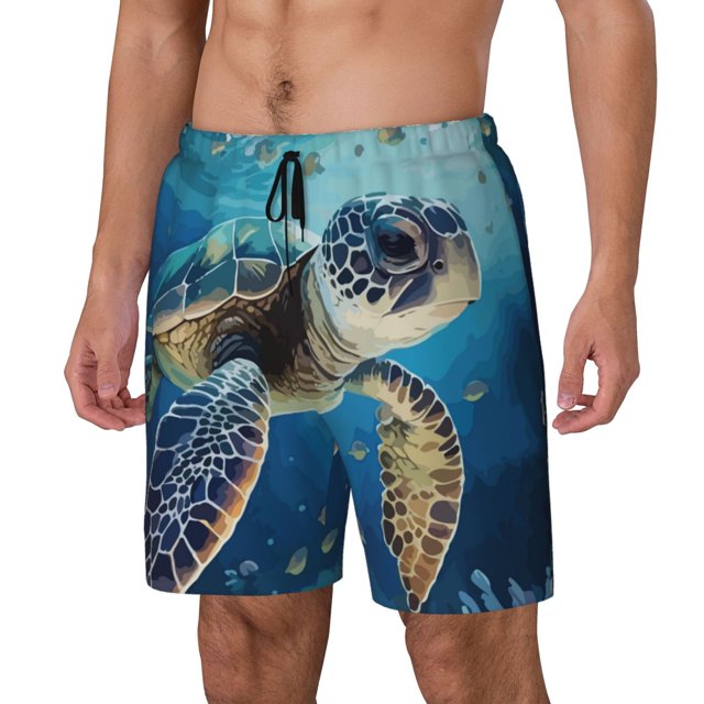 Fotbe Watercolor Turtle Traje de Baño para Hombre – Shorts de Natación de Secado Rápido con Forro y Bolsillos-XX-Large