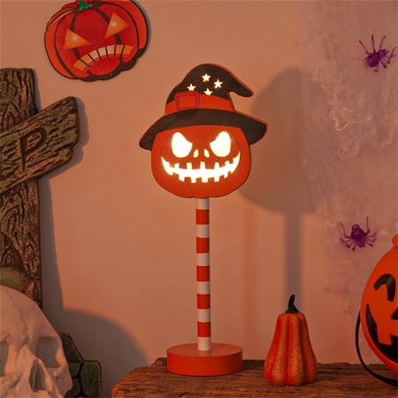 

WOCACHI Halloween Creative LED Pumpkin Bat Wooden Decorative Night Light Creating A and Mysterious Holiday Atmosphere