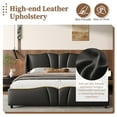 thumbnail image 3 of Harper & Bright Designs Queen Size Leather Platform frame with Wingback Headboard & Wavy Footboard, PU Upholstered Bedframe with Solid Wooden Slats Support, Black, 3 of 14