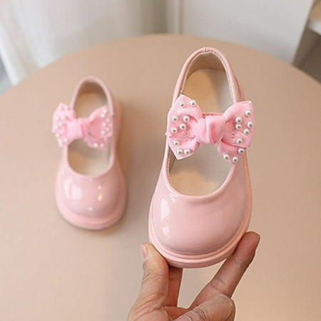 

Spring Autumn Baby Girls Shoes Cute Pearl Bow Design Leather Princess Shoe Retro Solid Kids Girls Mary Jane Shoes