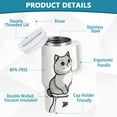 thumbnail image 2 of Yayeee 40oz Double-Wall Insulated Stainless Steel Tumbler with Handle Bottle, Gray Cute Chubby Cat, 2 of 8