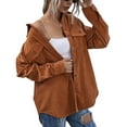 thumbnail image 5 of vigerkar Womens Long Sleeve Button Down Boyfriend Shirts Casual Shacket Jacket Coats (Brown, XL), 5 of 5