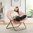 thumbnail image 2 of Beddle Saucer Chair for Adults Faux Fur Folding Bedroom Chairs,Pink, 2 of 8