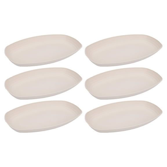 Snack Plate, Plate, 6 Large Plastic Plates, Party Tray, Unbreakable Oval Plate, Fish Plate, Dishwasher Safe, Fashion Collection, Beige