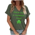 thumbnail image 3 of BLTIBY St. Patrick's Day Shirts for Women Shamrock Shirt Clover Printed Irish Gift Casual Loose V Neck Short Sleeve Pullover Tops Green 2 S, 3 of 4