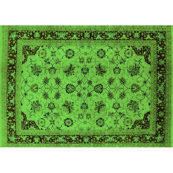 Ahgly Company Indoor Rectangle Oriental Green Traditional Area Rugs, 8' x 10'