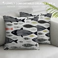 thumbnail image 3 of Fish Throw Pillow Cushion Cover, Minimalist Fish with Pared Down Dots and Stripped Lines Sea Animal Image, Decorative Square Accent Pillow Case", Black White, 3 of 5