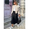 thumbnail image 5 of TRAFZA Women Elegant Solid Satin Long Skirt Chic Y2K High Waist Slim Skirts Female Fashion Silk Texture Ladies Tight Midi Skirt, 5 of 6