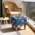 thumbnail image 4 of SCRAWLGOD Flower Print Navy Ottoman Cover Square, Folding Storage Ottoman Slipcovers, Stretch Footrest Foot Stool Covers Protector with Elastic Bottom for Pets, 4 of 7