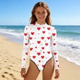 thumbnail image 3 of Jamicy Girls Swimsuit One Piece Long Sleeve Rashguard Swimwear with Back Zipper Beach Vacation One Piece Swimsuit for Kids, 3 of 7