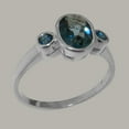 thumbnail image 2 of LBG British Made 18k White Gold ring with Natural London Blue Topaz Womens Anniversary Ring - 33 size options - Size 11.25, 2 of 5