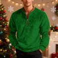 thumbnail image 2 of Men's Christmas Sweater Zip Up Sweatshirts Vintage Knit Graphic Sweatshirt - Xmas Stand Collar Pullover with Solid Color Print for Casual Holiday Style,Army Green,L, 2 of 6