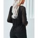 thumbnail image 5 of Mujeres Camiseta de Manga Larga A Rayas Transparente Costura Con Cuello En V Top para el Otoño y el Invierno, 5 of 7