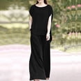 thumbnail image 2 of PENGXIANG Ensemble d'Été 2 Pcs pour Femmes Ensemble Décontracté Couleur Unie Col Rond Pantalon Grand, 2 of 7