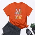 thumbnail image 1 of UPPADA Femmes Heureux Easter T-Shirt Bunny Lapin Graphique T-Shirt Manche Courte Drôle Lettres Imprimées Chemises Manche Courte Col Rond Tuniques Hauts Orange,m, 1 of 5