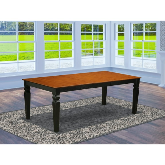 East West Furniture Logan  Dining  Table  with  Wood  Seat  -  Black  &  Cherry  Finish.