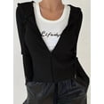 thumbnail image 5 of Women'S Long Sleeve Ribbed Knit Cardigan Drawstring Fitted Hooded Sweaters Fall Clothes Trendy Black M, 5 of 9