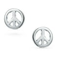 thumbnail image 3 of Bling Jewelry Womens Dainty World Peace Sign Stud Earrings in Gold Plated Sterling Silver, 3 of 6