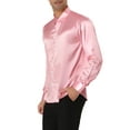 thumbnail image 4 of INSPIRE CHIC Men's Satin V Neck Long Sleeve Button Down Slim Fit Dress Shirts M Pink, 4 of 6