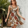 thumbnail image 7 of Retro 70s Boho Hippie Orange Flower Sleeveless Dress Women Summer Evening Dresses Ladies Sundress, 7 of 7