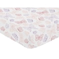 thumbnail image 4 of Sweet Jojo Designs Butterfly Pink Purple White Fitted Crib Sheet, 4 of 6