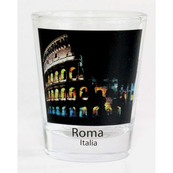 Rome Italy Colosseum Night View Color Photo Shot Glass