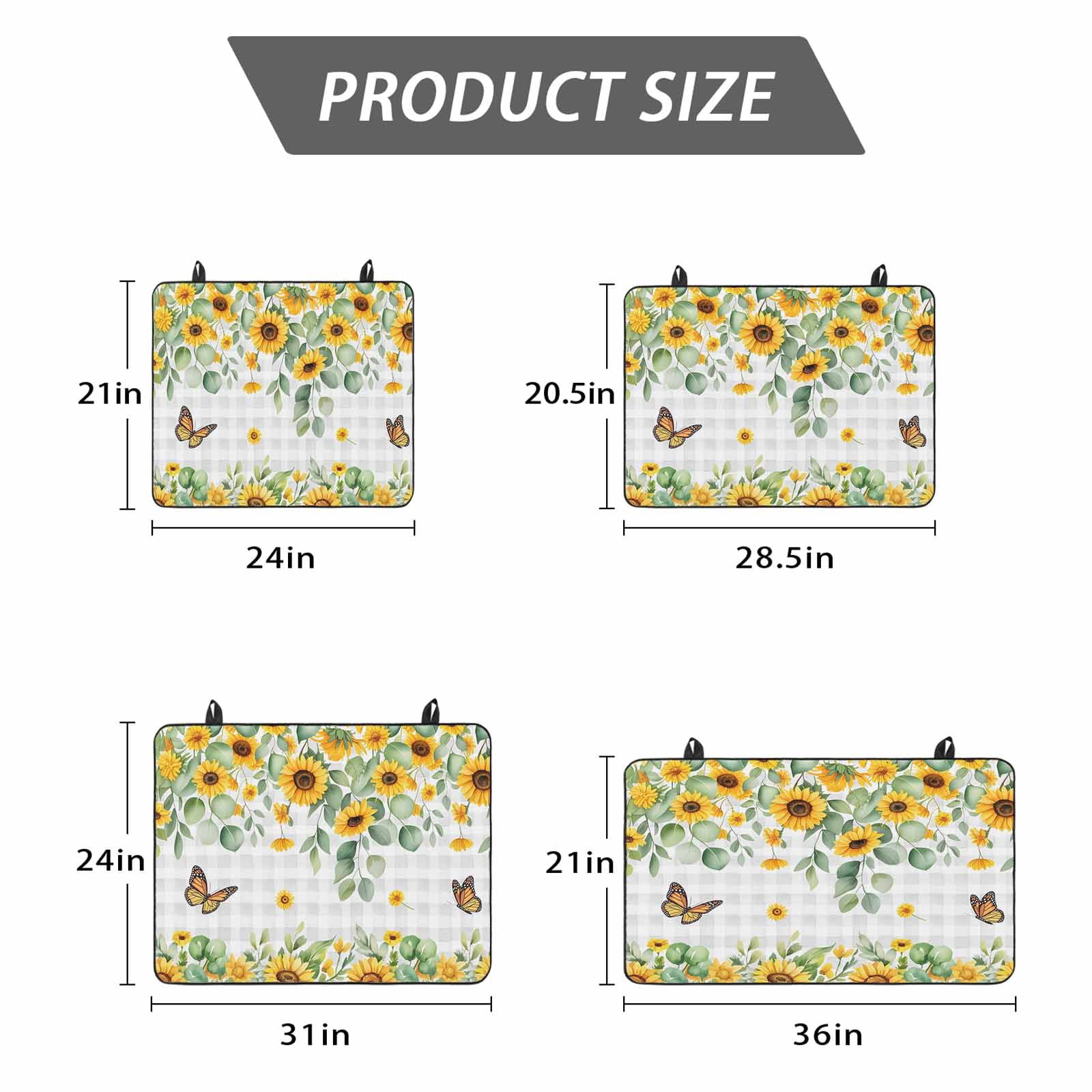 Spring Sunflowers Stove Top Cover for Electric Stove, Heat-proof & Non Slip Glass Top Stove Cover Protector, Eucalyptus Leaves Butterfly Flowers Plaid Kitchen Flat Cooktop Rubber Mat 24x21 Inches