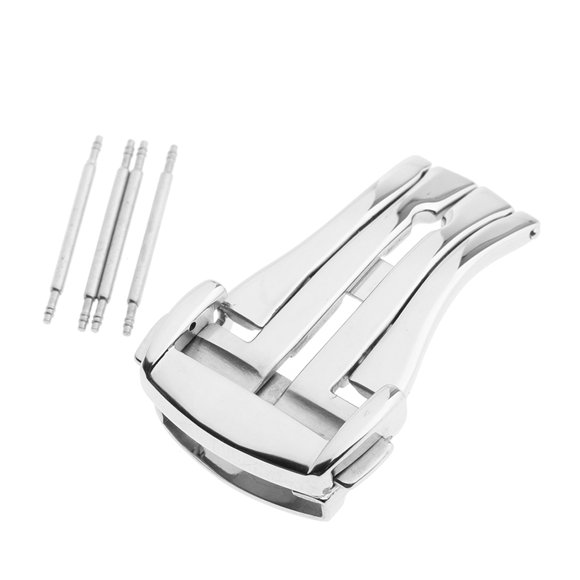 Hebilla de Correa de Reloj de Despliegue Plegada con Botón 20mm Acero Inoxidable Plata