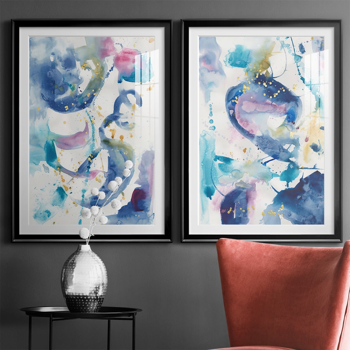 Wexford Home Fiesta I Premium Framed Print, 26.5" x 36.5" - Ready to Hang, Black (Set of 2)