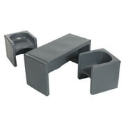 ECR4Kids Tri-Me Table and Cube Chair Set, Dark Grey, 3-Piece