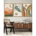 thumbnail image 3 of Drsoum Boho Botanical Wall Art 16x24in3pcs Natural Framed Watercolor Sunrise Mountain Decor for Living Room Bedroom, 3 of 6