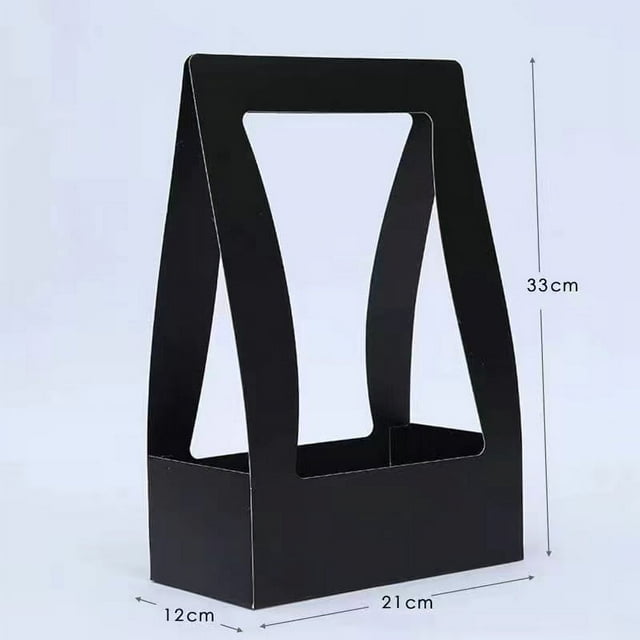 Zhuge Cajas de regalo, bolsas de embalaje, cestas de flores de papel para llevar a mano, cajas para arreglos florales, cajas para arreglos florales, cajas para flores plegables (negras)