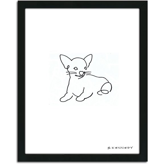 Personal-Prints Chihuahua Dog Line Drawing Framed Art