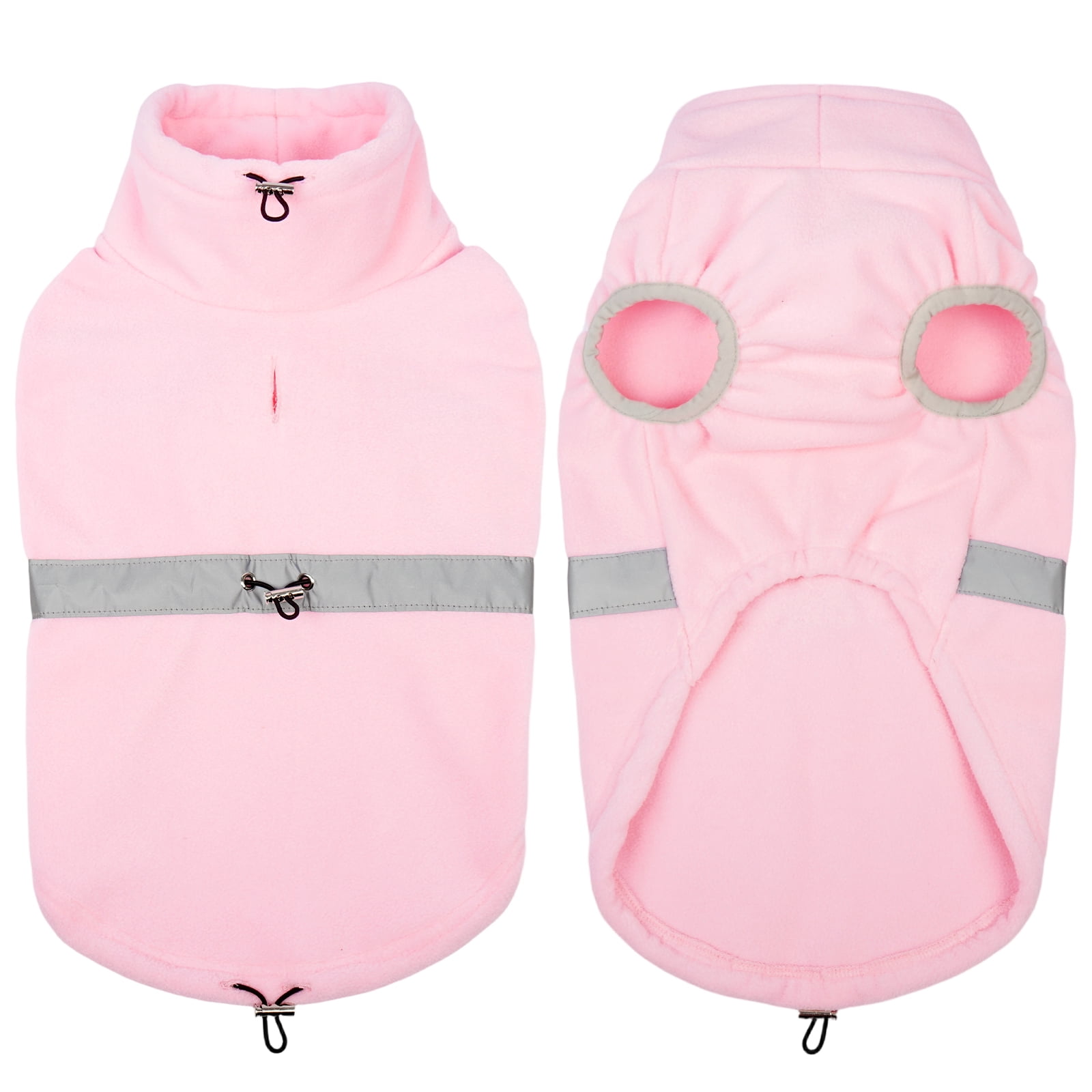 Kuoser Dog Fleece Vest, Warm and Reflective Pullover Sweater, Soft Stretchy Puppy Coat Jacket, Pink, XXL