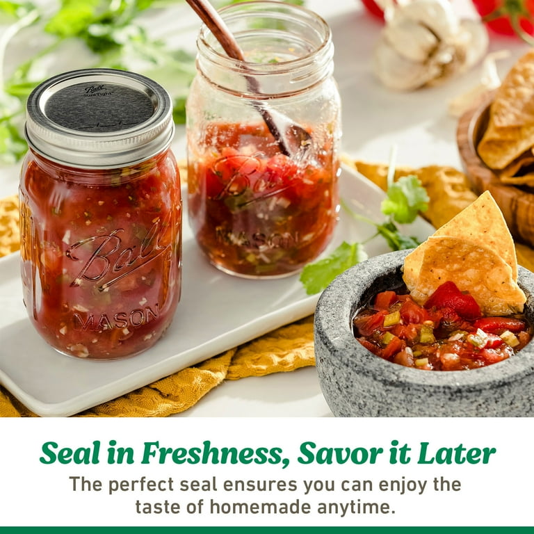 Ball Pint Size Glass Mason Jars with Lids & Bands, Wide